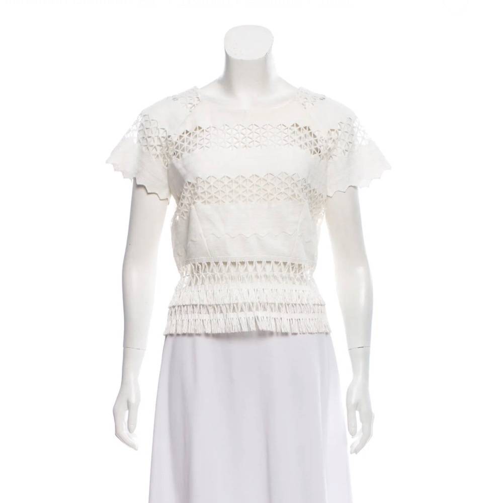 Jonathan Simkhai Mechanical Macrame Lace Fringe T… - image 1